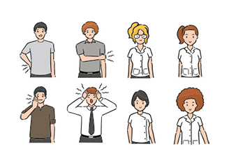 33款手绘Q版简约日系可爱卡通男女人物动作