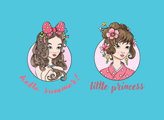 17款矢量精致女孩插画小清新可爱少女人物