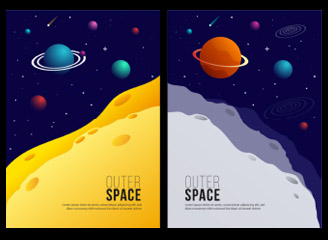 106款矢量卡通手绘宇宙星球太空插画海报