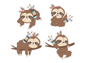 22款小清新手绘可爱卡通树懒插画