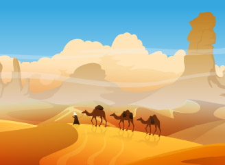 90款扁平矢量沙漠风景插画