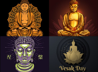 104款矢量手绘佛教插画