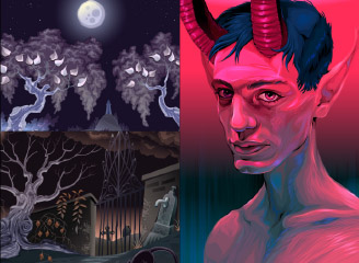 38款矢量手绘黑暗风格插画