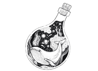 7款矢量黑白精致手绘插画