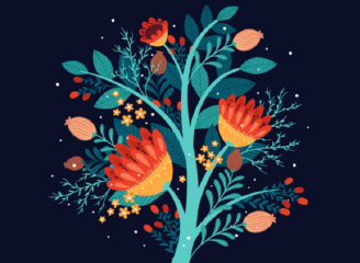 40款矢量手绘梦幻小清新花卉插画