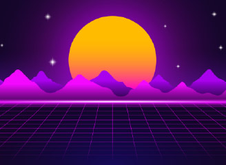 50款矢量抽象复古蒸汽波插画