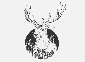 23款矢量手绘麋鹿梅花鹿插画