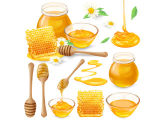 35款矢量蜂蜜蜂巢蜜糖罐子插画