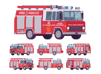 46款消防车云梯消防员救火