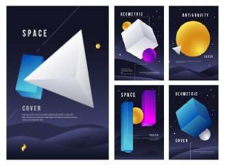 69款渐变抽象立体几何色块设计模板