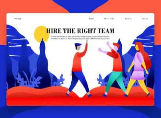 52款矢量扁平化插画风格网页H5海报设计模板