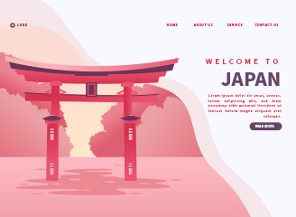 31款矢量扁平日本旅游场景插画模板