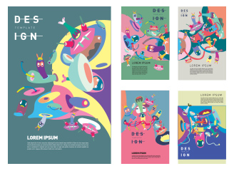 33款矢量手绘抽象插画概念设计模板