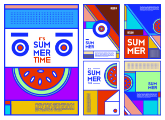 20款极简抽象孟菲斯设计模板