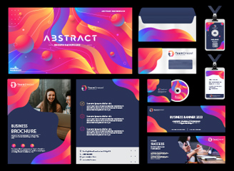 7款抽象线条色块VI设计模板