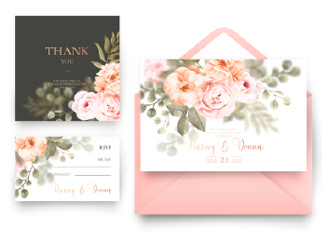 23款小清新邀请函模板时尚花卉花朵请柬信纸信封贺卡