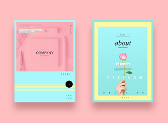 9款小清新抽象极简海报杂志封面促销广告