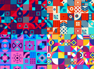 97款抽象色块几何马赛克构成背景