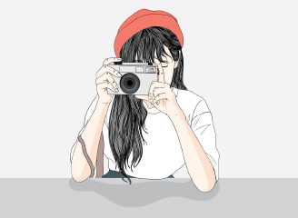 39款韩国小清新时尚少女人物手绘插画