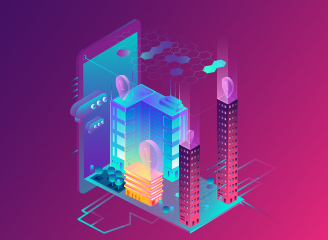 103款赛博朋克风格智慧科技城市插画