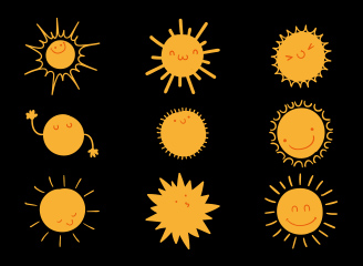 42款手绘卡通可爱太阳装饰元素