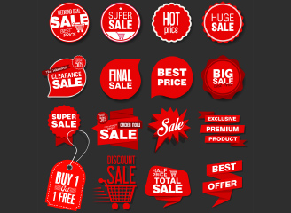 65款红色写实优惠促销价格标签贴纸