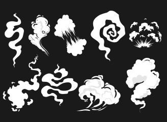 38款手绘卡通漫画烟雾云朵爆炸烟气效果
