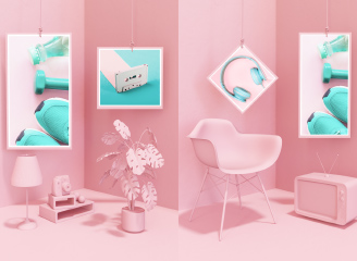 9款粉色室内装饰画样机