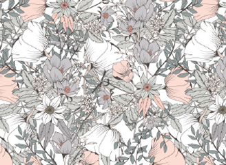 36款矢量手绘欧式小清新底纹花纹