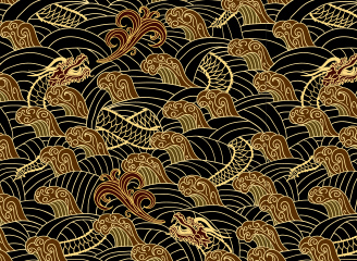 4款矢量无缝中国风中式传统龙纹花纹