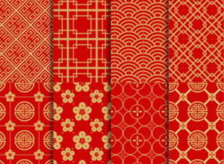 37款矢量喜庆中国风中式传统底纹