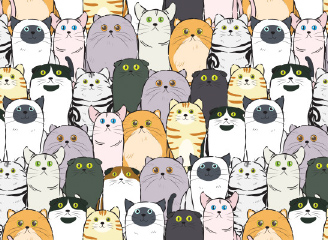 74款矢量可爱手绘动物底纹