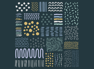 28款矢量手绘点线纹理可爱斑点曲线花纹