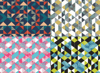 150款矢量无缝孟菲斯菱形花纹