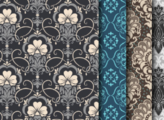 150款矢量无缝欧式复古花纹