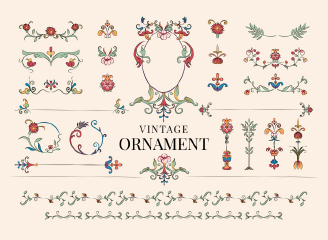 3套矢量欧式华丽纹样图形