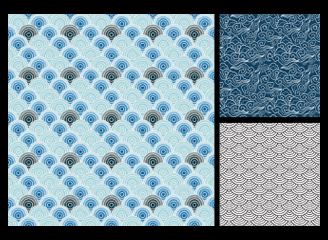 24款矢量中国风青海波祥云花纹