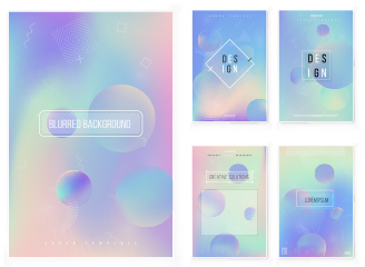 8款矢量创意彩色渐变蒸汽波镭射广告海报背景