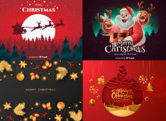 51款矢量圣诞节背景板花纹插画