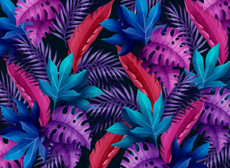 20款矢量写实热带阔叶棕榈树叶子植物枝叶背景