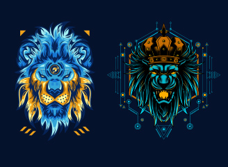 57款矢量狮子标志插画图形