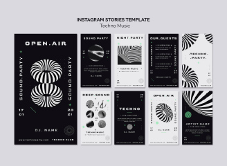 20款抽象黑白图形音乐节活动派对企业广告