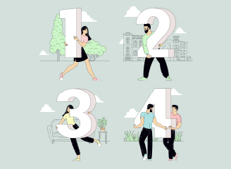 1套手绘人物数字元素插画