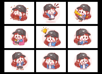 79款日式可爱卡通小女孩儿童形象角色动作插画