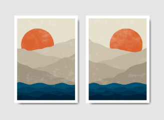 63款日式简约抽象画背景插画装饰画