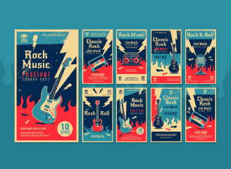 20款复古摇滚音乐节海报单页