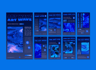 19款抽象波纹艺术展会banner横幅海报单页