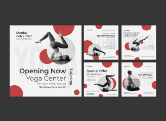 56款瑜伽教学运动健身海报单页banner网页横幅广告