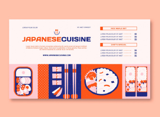 11款日本料理便当寿司插画餐饮海报单页菜单模板