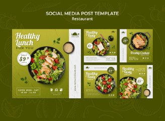 13款健康餐饮轻食蔬菜沙拉海报单页菜单bannner模板